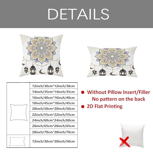 Lantern Throw Pillow Covers Set of 4, Islamic Festive Crescent Star Eid Gold with Hidden Zipper Cushion Covers Pillow for Living Room Bedroom Loft Office Car Decor 28x28 Inch - size: 28" x 28" (Pack of 4)