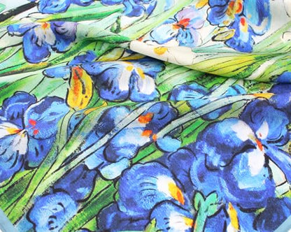 ANDANTINO 100% Silk Long Scarf-Women Large Oblong Shawls with Gift Packed - color: Oil Painting-irises