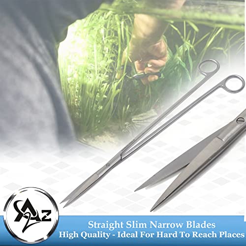 A2Z-Aquascaping Maintenance Tools Accessories,Anti-Rust Stainless Steel Tweezers Scissors Spatula for Aquarium Tank Clean, Fish Tank, Bonsai, Algae Scrapers (12" Scissors - Straight - Silver) - size: 12" Scissors - Straight - Silver