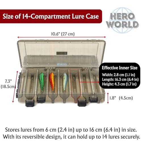 Fishing Tackle Box Set – 2-Pack Double-Sided Reversible Lure Organizer (Black,14-Slotx2) - color: Black,14-Slotx2