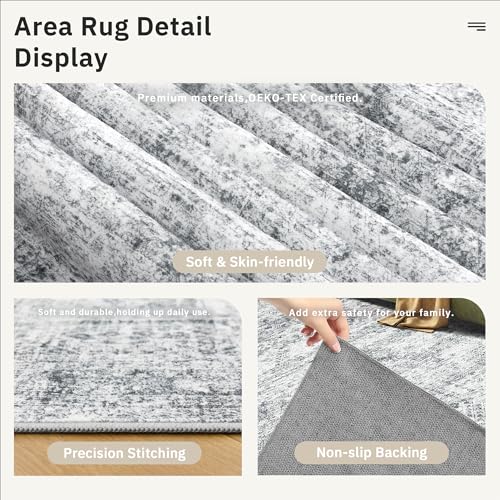 Soalmost 2x4 Washable Rugs for Kitchen, Entryway, Small Area Rug Grey - color: Grey, size: 2' x 4' (Rectangular)