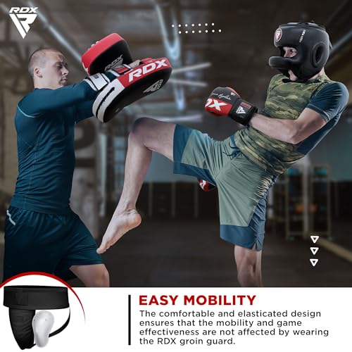 RDX Groin Protector Cup Men, Boxing Kickboxing MMA Muay Thai Sparring Groin Guard, Ventilated Adjustable,Karate Fighting Training, Underwear Jiu Jitsu BJJ Protection, Boys Youth - color: Black, size: Small