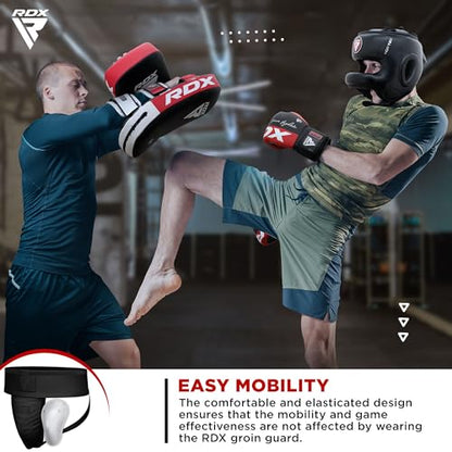 RDX Groin Protector Cup Men, Boxing Kickboxing MMA Muay Thai Sparring Groin Guard, Ventilated Adjustable,Karate Fighting Training, Underwear Jiu Jitsu BJJ Protection, Boys Youth - color: Black, size: Large