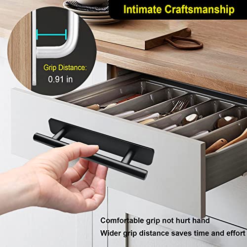 Self Adhesive Cabinet Handles Pulls - 2 Pack Aluminium Alloy Drawer Push Pull Handles Helper with Adhesive | No Drilling | Stick On Handle for Kitchen Cabinet Drawer Window Sliding Closet (5.83") - color: New Black, size: Small (5.83")