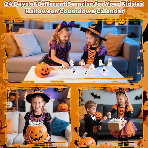 Halloween Advent Calendar 2026,24 Day Halloween Ghost Countdown Calendar with 24 Collectible Gifts for Kids Boys Girls Toddlers Boo Basket Stuffers Party Favors - color: White Ghost