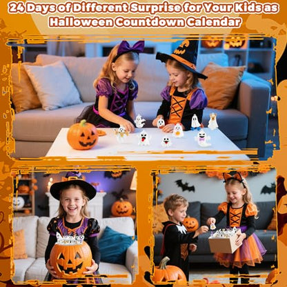 Halloween Advent Calendar 2026,24 Day Halloween Ghost Countdown Calendar with 24 Collectible Gifts for Kids Boys Girls Toddlers Boo Basket Stuffers Party Favors - color: White Ghost