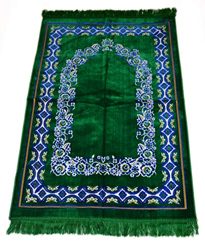 Islamic Prayer Rugs Made in Turkey with Fine Velvet (Green)
