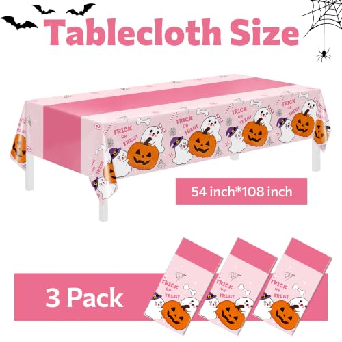 Childom 3 Pack Halloween Tablecloth Rectangle Table,Halloween Decorations - color: Halloween Pink