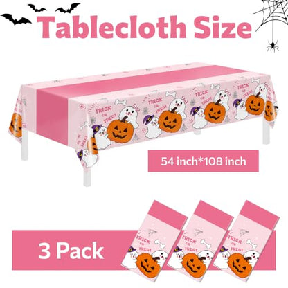 Childom 3 Pack Halloween Tablecloth Rectangle Table,Halloween Decorations - color: Halloween Pink