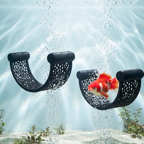 2PCS Betta Fish Hammock, Floating Betta Hammock, Floating Rest Platform Aquarium Hammocks for Bettas Small Fish Shrimp Aquascape Decor (Black)