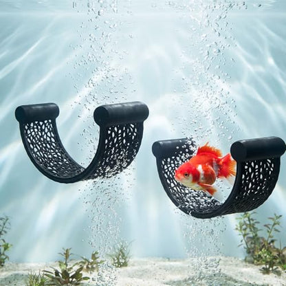 2PCS Betta Fish Hammock, Floating Betta Hammock, Floating Rest Platform Aquarium Hammocks for Bettas Small Fish Shrimp Aquascape Decor (Black)