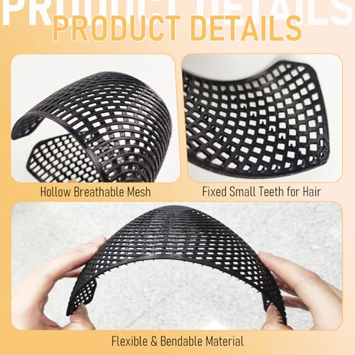 Hijab Hair Grip Band with Micro Dots, Elastic Non Slip Headband Holds Hair, Lightweight Hijab Crown Cap for Effortless Hijab Hold in Daily Routines, Black, 1 Piece