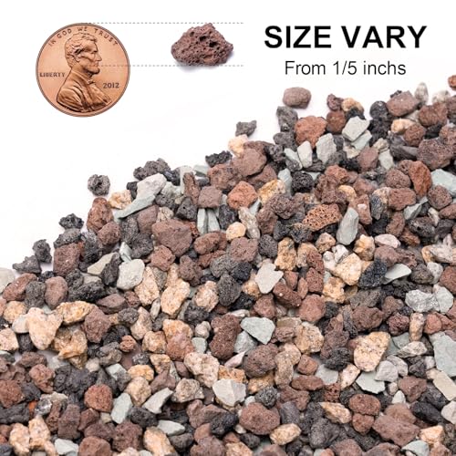 2.5lbs Mix Horticultural Lava Rocks for Plants, 1/5 Inch Potting Soil Amendment for Succulents, Cacti, Bonsai, Decorative Gravel Plant Drainage Volcanic for Terrarium, Top Dressing