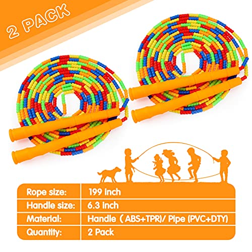 Supertrip Double Dutch Jump Rope Soft Beaded Jump Rope Long Jump Rope 16 FT, Jump Ropes For Women Adult Kids Adjustable Skipping Rope Long Enough for 4-5 Jumpers - color: Orange