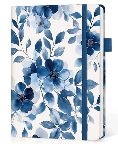 Lined Journal Notebook for Women & Men, Hardcover Leather Journal for writing, A5 College Ruled Notebook for Work & Note Taking, Perfect for Office School Home Supplies, 160 Pages, Watercolor Petal - color: M-Watercolor Petal, style: A - Lined