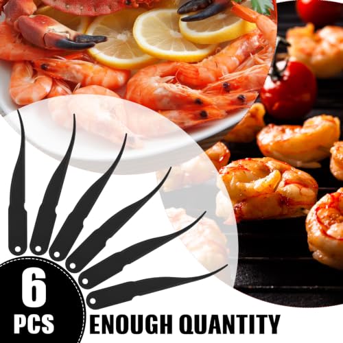 Gisafai 6 Pcs Shrimp Peeler Plastic Deveiner Cleaner Tool for Kitchen Shrimp Deveining Peel Tool, 10.2 Inch (Black) - color: Black