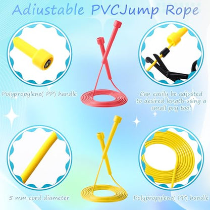 Silipull 72/144 Pcs PVC Jump Ropes Bulk Fitness 9.2 ft Adjustable Skipping Rope Versatile Speed Rope with Plastic Handles for Women Men Endurance Training Cardio Exercise Workout Outdoor - color: Bright