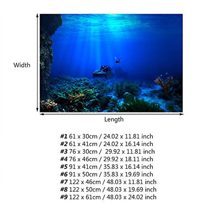 GOTOTOP Fish Background Aquarium Poster 3D Effect Adhesive, Aquarium Background Decoration Seaworld Poster Self-Adhesive Underwater Decor(122 * 46cm) - size: 122*46cm