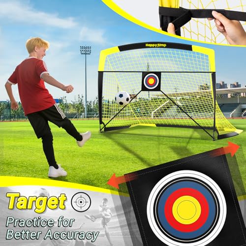 Happy Jump 7x5 FT & 5x3.6 FT Portable Soccer Goal for Youth Players Ages 6–14, Large-Frame Design Built for Long-Term Development, Easy Setup for Backyard, Park or School Training - style: 7x5–2 Goals+Accessories