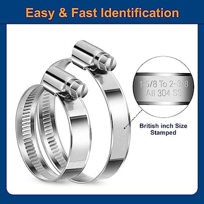 Non-Slip Stainless Steel Worm Gear Hose Clamps 3/4 to 1-1/4"(20-32mm) | SAE Size 12, 5/16"Hex Head, Soft Hose Protection, Adjustable for Automotive, Fuel Line, Garden, Heater, Radiator, 12Pack - size: SAE#12(3/4 To 1-1/4)