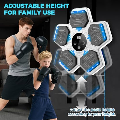 LOLBOX 2026 Music Boxing Machine for Adults and Kids, Smart Bluetooth Boxing Training Equipment with Gloves Wall Mounted, Workout Punching Machine for Home,Office and Gym - color: Off White