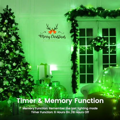 2 Pack 200 LED St. Patrick's Day String Lights Battery Operated with Timer - color: Green, size: 2PK(100LED)