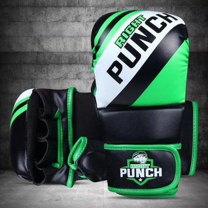 Hybrid MMA Sparring Gloves for Grappling, Kickboxing, and Open Palm Martial Arts - color: Green, size: 3X-Large