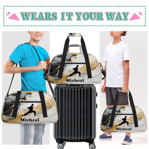 Personalized Martial Art Bag Duffel Bag for Girls, Custom Taekwondo Karate Bag Overnight Bags for Travel Weekender Practice Squat - color: Option 14