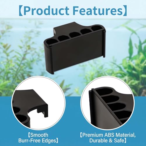 Hanging Aquarium Plant Holder, 5 Holes Plastic Aquatic Plant Cups, Fish Tank Plants Holder with Long Hook, Plants Basket for Aquarium Decoration on Top of Tank