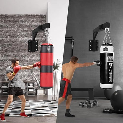 VivaZen Adjustable Heavy Duty Bag Hanger,Wall Mount Punching Bag Hanger,Thickened Steel Plate and Stainless Steel kit for Home Gym Indoor Outdoor (Supports up to 900Ib) - style: Heavy Bag Wall Mount with long chain