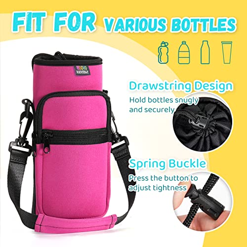 Nuovoware Water Bottle Carrier Bag, 25oz/32oz, Plum Red | Adjustable Shoulder Hand Strap, 2 Pocket, Neoprene Sleeve, For Hiking Travelling Camping - color: Plum Red, size: 25-32 Ounces - Standard