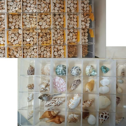 Xiaoyztan 18-Grid Clear Plastic Organizer for Jewelry Beads 2Pcs | 18-grid clear organizer for jewelry, beads, tackle, and small parts - size: 8.0x4.7x1.3 in