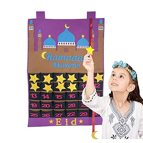 Ramadan Calendar 2026, Eid Mubarak Hanging Countdown Calendar, Advent Calendars Tracker Date Eid Gift Ramadan Decorations with 30 Stars - 30 Days