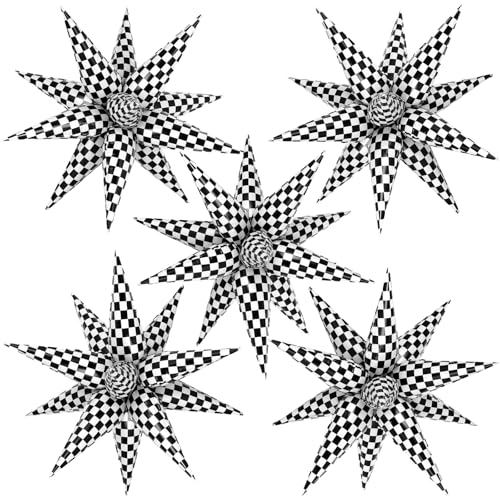 60 Pcs Star Balloons Explosion 12 Point Foil Cone Balloons Magic Balloon Large for Wedding Anniversary Backdrop Birthday Party Decorations Black White - color: Black and White ﻿