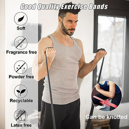 Resistance Bands Set for Physical Therapy, Rehab, Yoga and Pilates | Latex-Free elastic exercise bands suitable for rehab, yoga, Pilates, gym workouts, stretching, and home exercise - color: Gradient Gray 10-115lbs