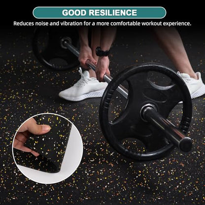 Heavy Duty Rubber Flooring Roll, 1/4" Thick EPDM Gym Rubber Mat, 6’ x 4’ Speckled Fitness Flooring for Home Gym & Garage, Non-Slip Exercise Equipment Floor Mat, Noise Reducing, Black with Red Flecks - size: 6'×4'