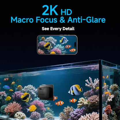 2K HD Aquarium & Terrarium WiFi Pet Camera,140° Wide-Angle Anti-Glare & Anti-Reflection,Night Vision for Fish & Reptiles,Two-Way Audio,Glass-Mount Enclosure Monitor,AI-Powered Detection,24/7 Recording - size: 1 pack