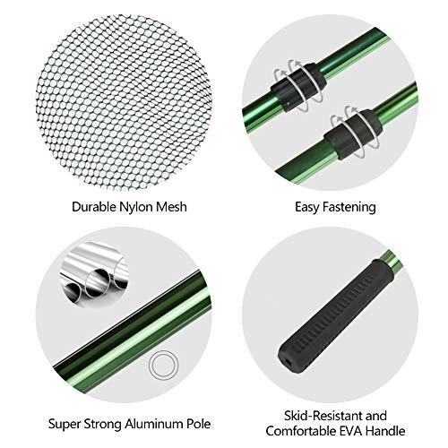 RESTCLOUD Fishing Landing Net with Telescoping Pole Handle, Fishing net Freshwater for Kids Men Women, Extend to 40-63 Inches - style: B: Strong Aluminum Handle, 45" Full