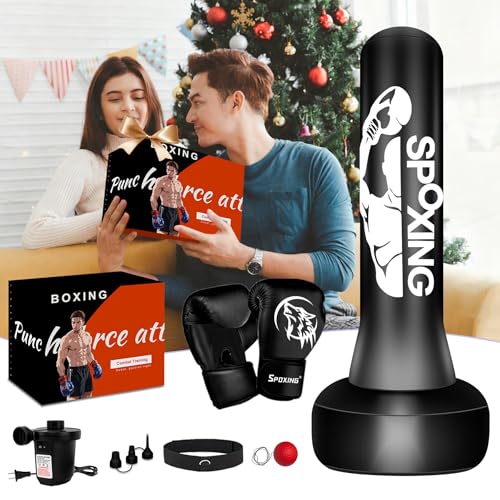 Freestanding Punching Bag for Adults,70" Heavy Duty Boxing Bag with Stand, Kickboxing and MMA Muay Thai Training Equipment for Men and Women Beginners - color: Black Red Alphabet Pattern