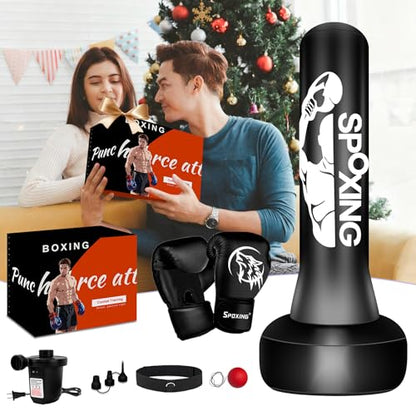 Freestanding Punching Bag for Adults,70" Heavy Duty Boxing Bag with Stand, Kickboxing and MMA Muay Thai Training Equipment for Men and Women Beginners - color: Black Red Alphabet Pattern