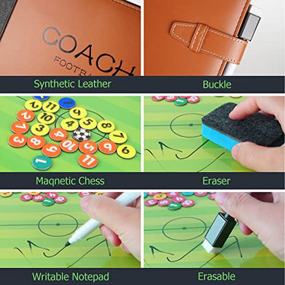 Pure Vie Portable Magnetic Soccer Coaching Board Football Tactics Clipboard | Soccer Strategy Whiteboard for Coaches Training and Matches, Dry Erase Board with Magnet, Pen Football Sport Coach Must Haves - color: 18.9'' X 12.6''