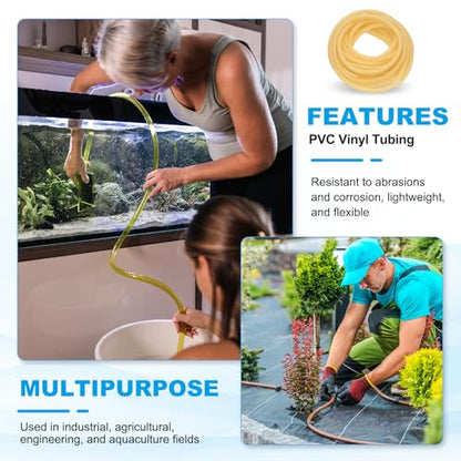 PATIKIL Rubber Tubing, 3mmx5mmx5m Tubing Tube with Hose Clamps, Soft Hose Line Pipe for Multipurpose Industrial Aquarium, Yellow - size: 3mmx5mmx5m