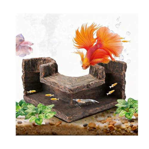L-Shaped Aquarium Corner Cave Tunnel, Resin Fish Tank Hideout Shelter for Betta, Shrimp, Pleco & Corydoras, Small Fish Hiding Spot Decor