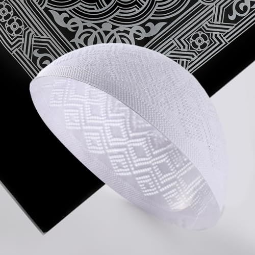 Kufi Hats for Men with Portable Travel Prayer Mat Islam and Tasbih Prayer Beads Set,Islamic Gift,Muslim Gifts,Eid Mubarak Gifts,Ramadan Gifts,Muslim Prayer Rug,Muslim Cap,Muslim Prayer Beads Set