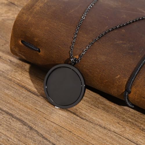 Religious Christian Cross/Freemasonry/Mountain Forest Jewelry 25mm Stainless Steel Round ID Tag Spinner Pendant Necklaces,Hiking Camping Lover Gift - style: Rainbow-Allah O Akbar Islam