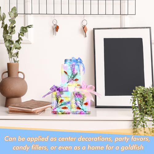 20 Pcs 17oz LED Plastic Fish Bowls, Clear Shatterproof Glowing Vases with Ivy, Plastic Fish Tank Unbreakable Aquarium for Carnival Games, Party Home Decoration
