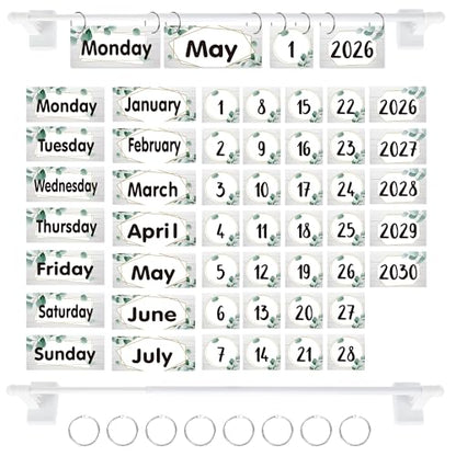 Eucalyptus Magnetic Flip Calendar for Classroom, Adjustable Rod - color: 12-2
