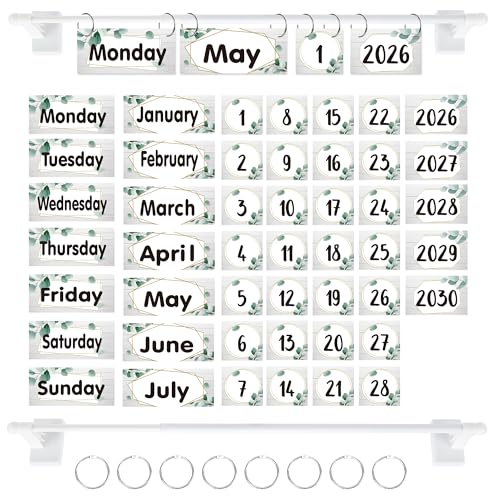 Eucalyptus Magnetic Flip Calendar for Classroom, Adjustable Rod - color: 12-2
