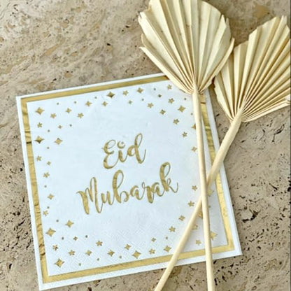 Peacock Supplies - Eid Mubarak Napkins (20pk) - Cream & Gold