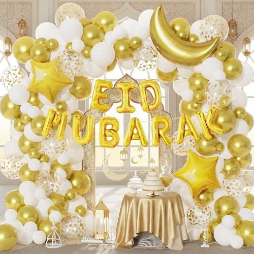 Eid Mubarak Decorations, Ramadan Decorations for Home - color: White Gold
